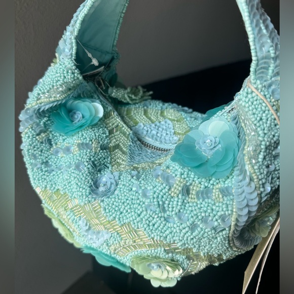 RARE NWT Viral Blue Beaded Bag, Handcrafted in India. - Picture 5 of 9